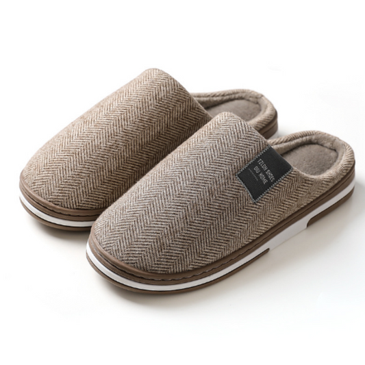 House Slippers for Men | Plush Slip-On Comfort | Brown