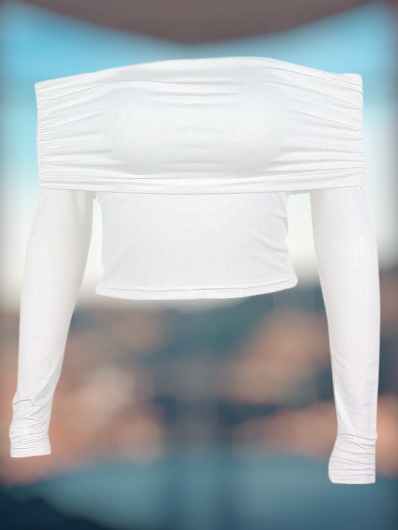 Ivy | Women's Off-Shoulder Draped Going Out Top in Elastic Fabric | White 5