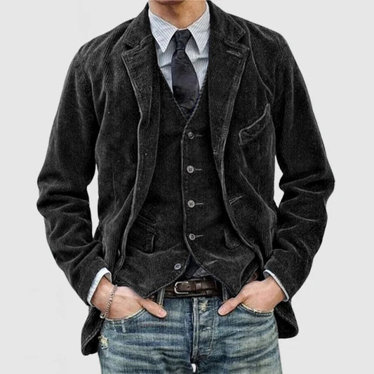 Jacket and Vest Set for Men | Tailored Fit | Black