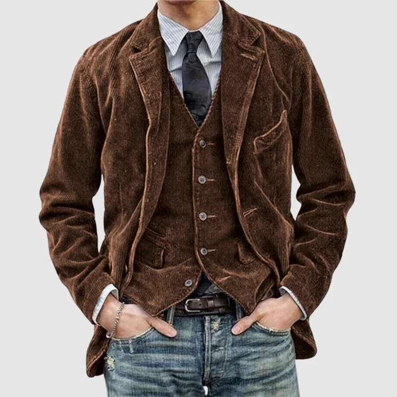 Jacket and Vest Set for Men | Tailored Fit | Brown