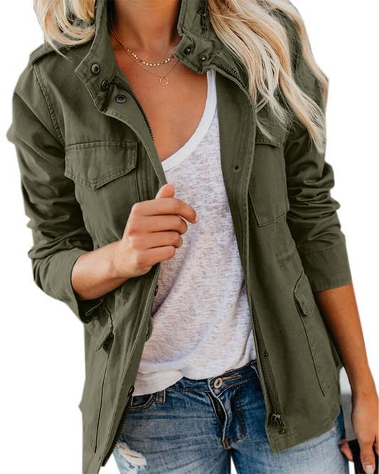 Jacket for Women| Lightweight, with Pockets | Army Green