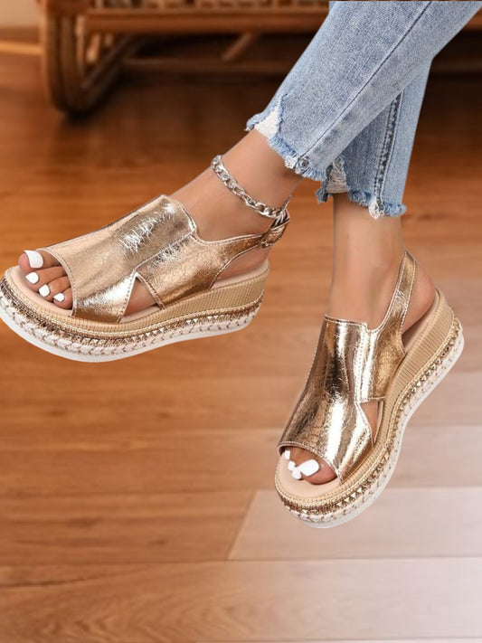 Jannica | Stylish Women's Summer Sandals with Thick Sole and Open Design | Sun Gold