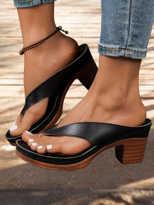 Josefine | Women's Comfortable Ergonomic Sandals with Thick Heel and Non-Slip Design | Black