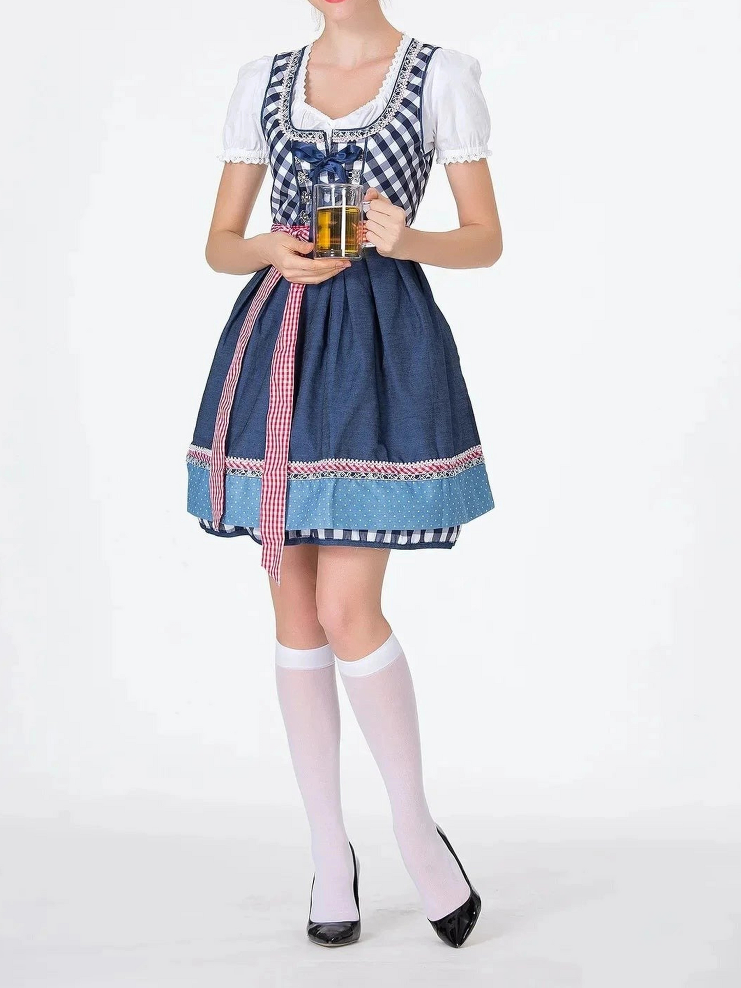 Knee-Length Dirndl Dress | Oktoberfest | Blue