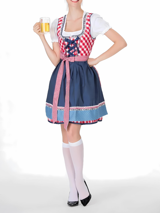 Knee-Length Dirndl Dress | Oktoberfest | Red