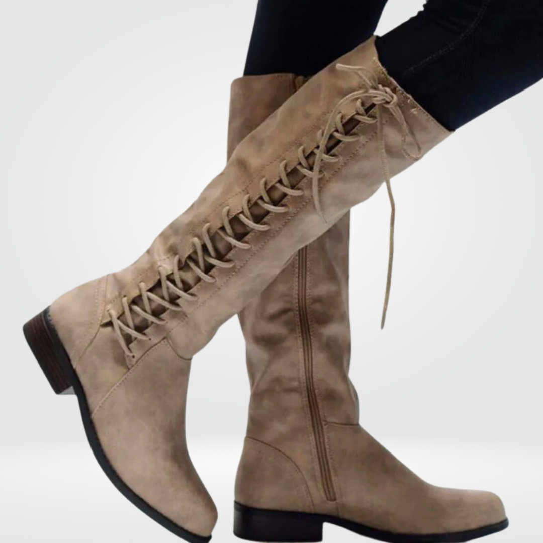 Knee High Boots for Women | Premium Leather, Non-Slip Sole | Winter | Beige