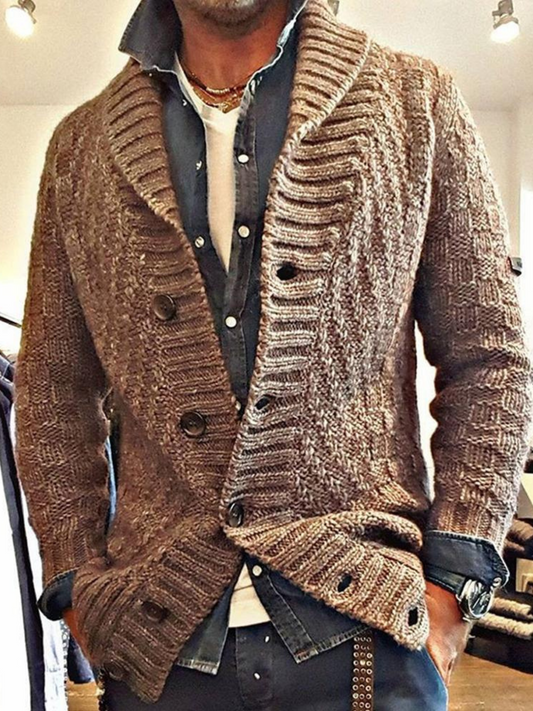 Knitted Cardigan for Men | Vintage Design | Brown