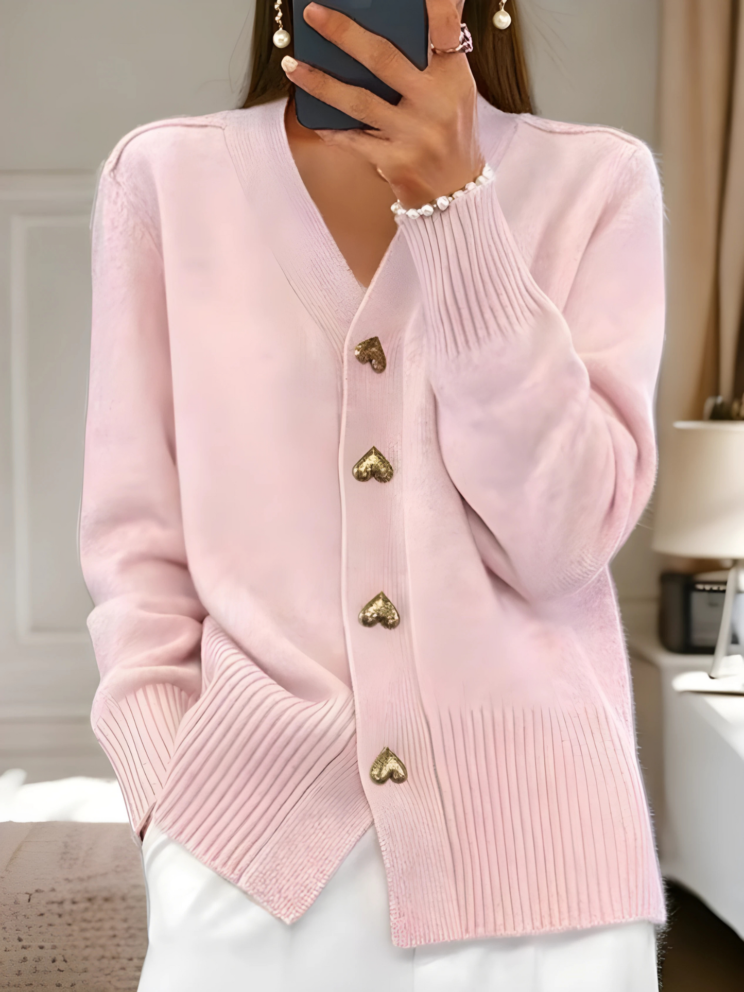 Knitted Cardigan for women | Heart Buttons 1