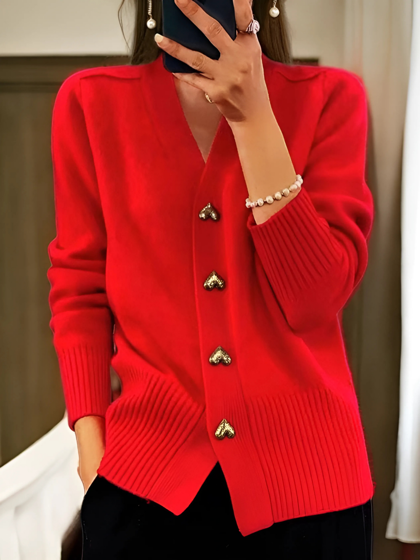 Knitted Cardigan for women | Heart Buttons 3