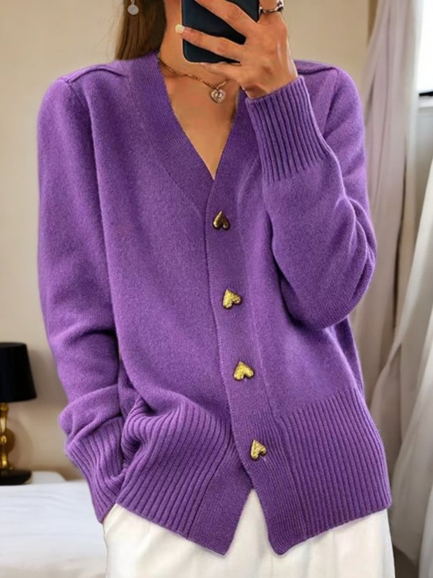 Knitted Cardigan for women | Heart Buttons 4