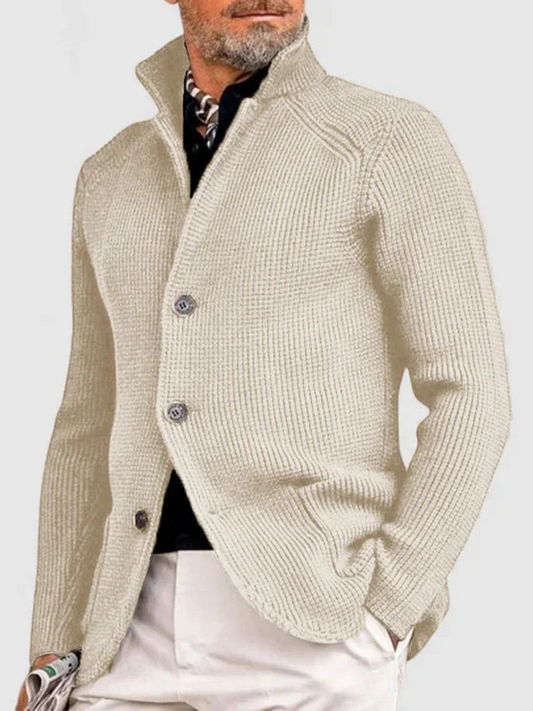 Knitted Jacket for Men | Hip-Length | Beige