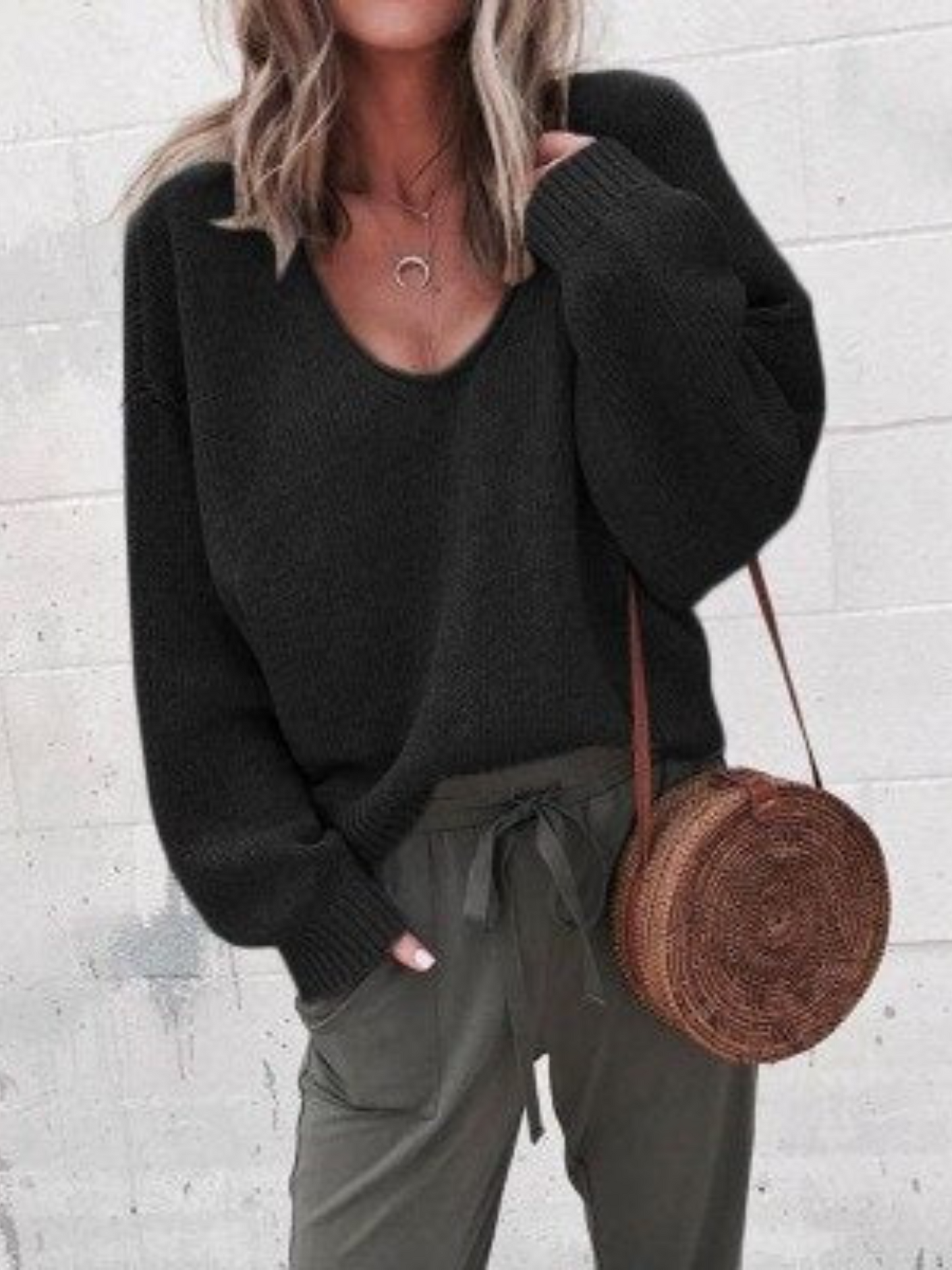 Knitted Sweater for Women | Flattering Fit | Black