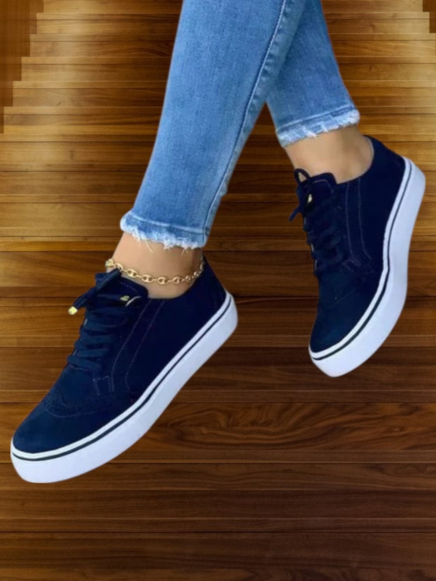 Lace-Up Orthopedic Sneakers with Round Toe and Ergonomic Insole | Blue