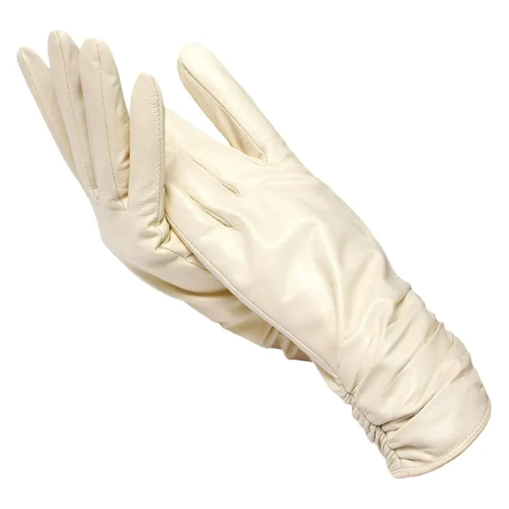 Leather Gloves for Women | Soft Wool Lining | Beige