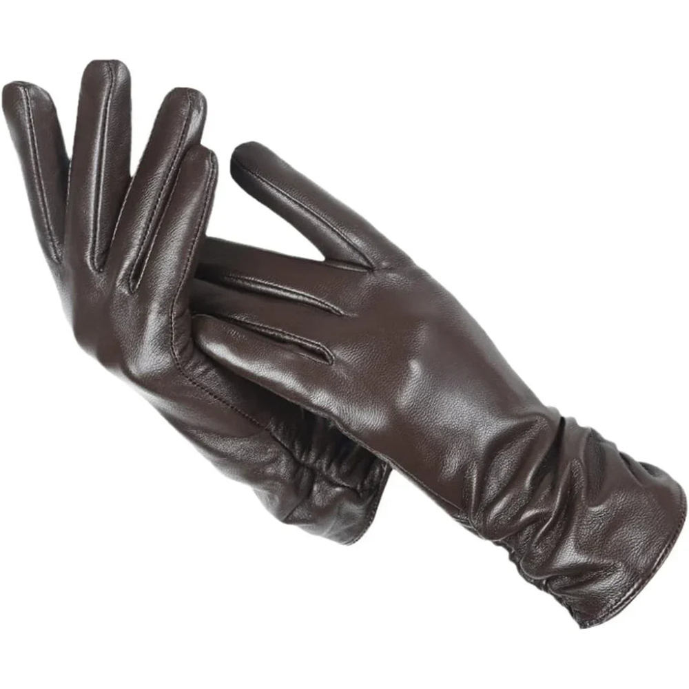 Leather Gloves for Women | Soft Wool Lining | Dark Brown