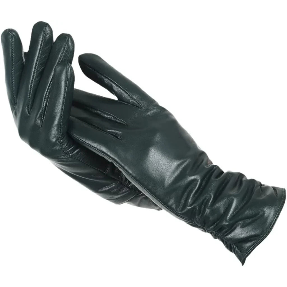 Leather Gloves for Women | Soft Wool Lining | Dark Green