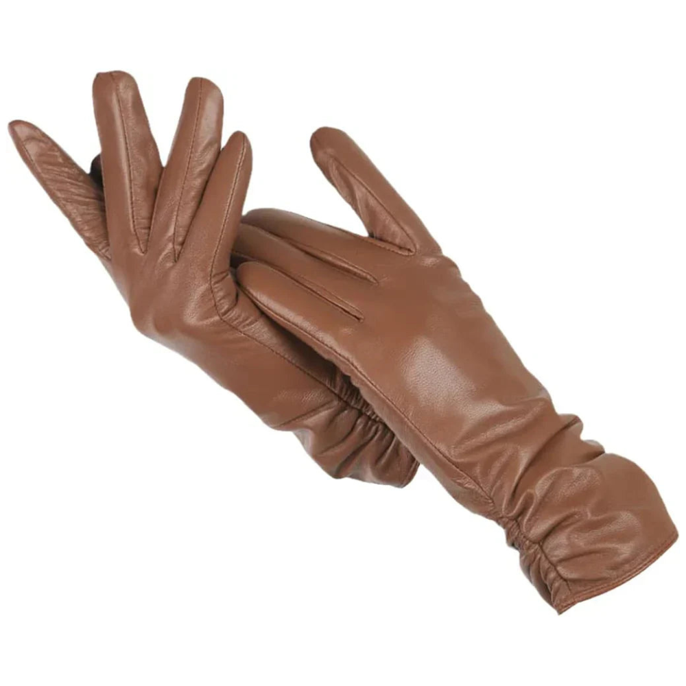 Leather Gloves for Women | Soft Wool Lining | Khaki
