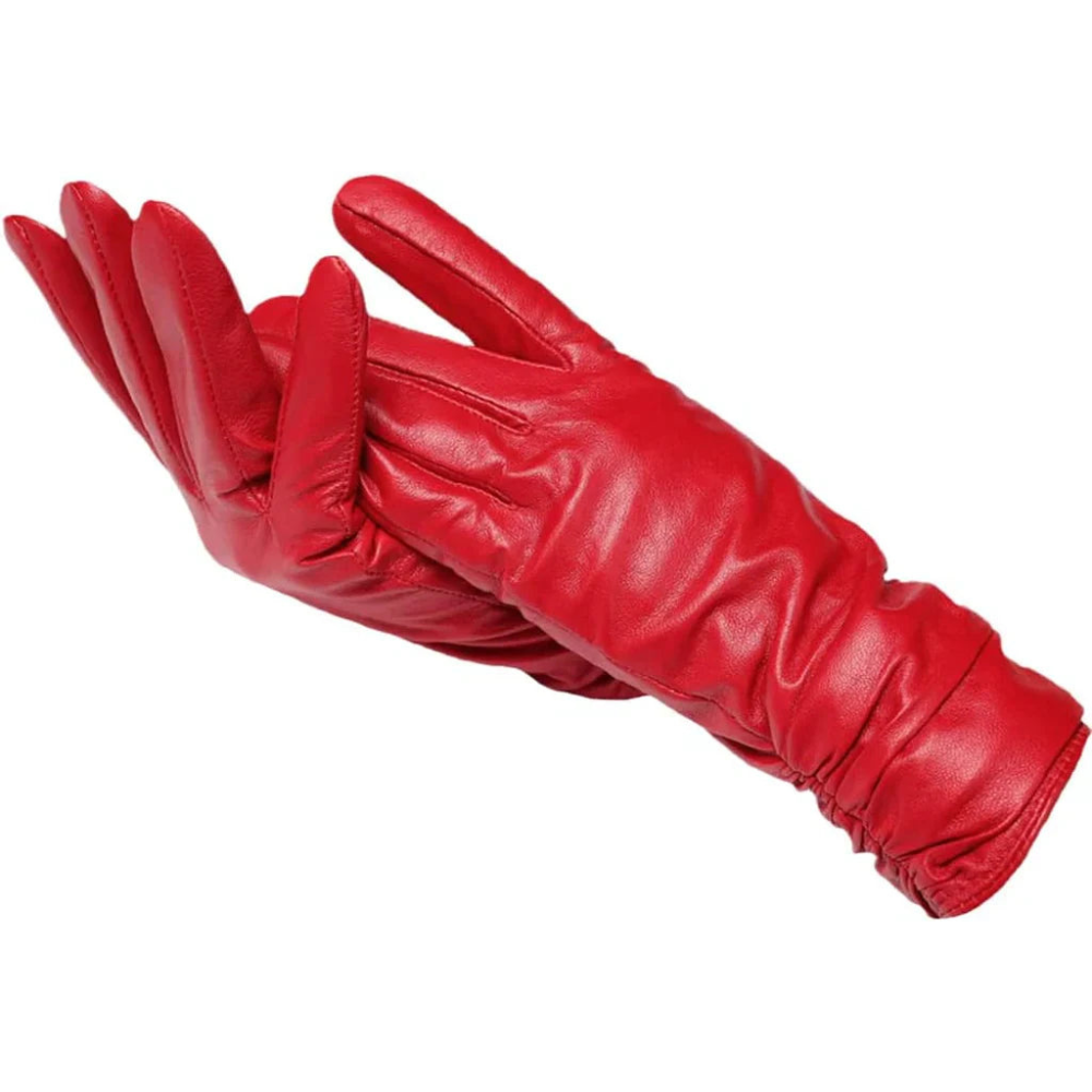 Leather Gloves for Women | Soft Wool Lining | Red