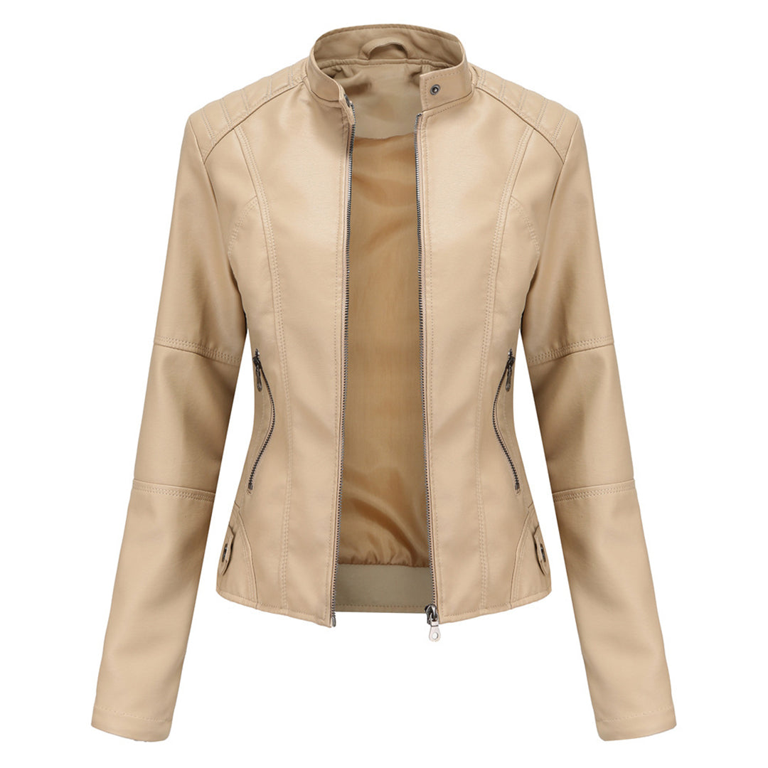 Leather Jacket Women | Tailored, Structured | Winter | Beige