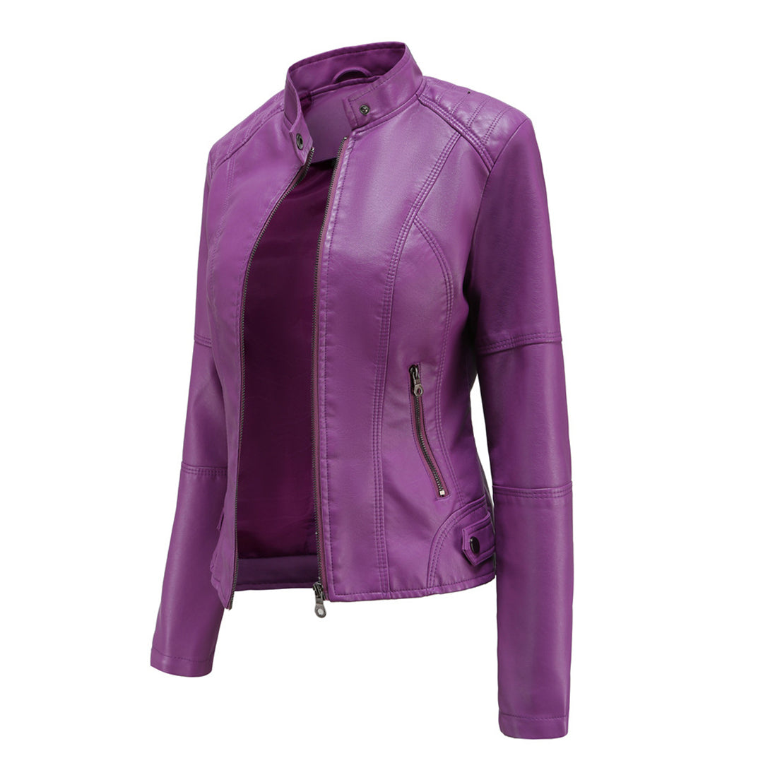 Leather Jacket Women | Tailored, Structured | Winter | Purple1