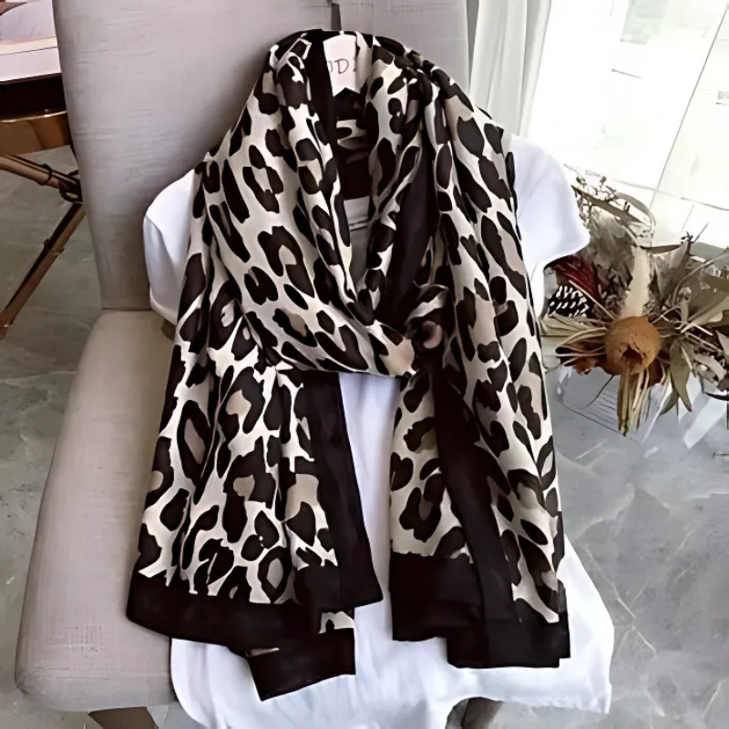 Leopard Pattern Scarf for Women | Versatile Accessory | Brown1