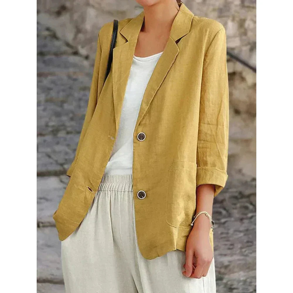 Lightweight Blazer for Women, Casual Wear | Relaxed Fit | Yellow