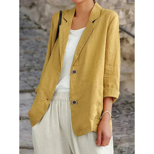 Lightweight Blazer for Women, Casual Wear | Relaxed Fit | Yellow
