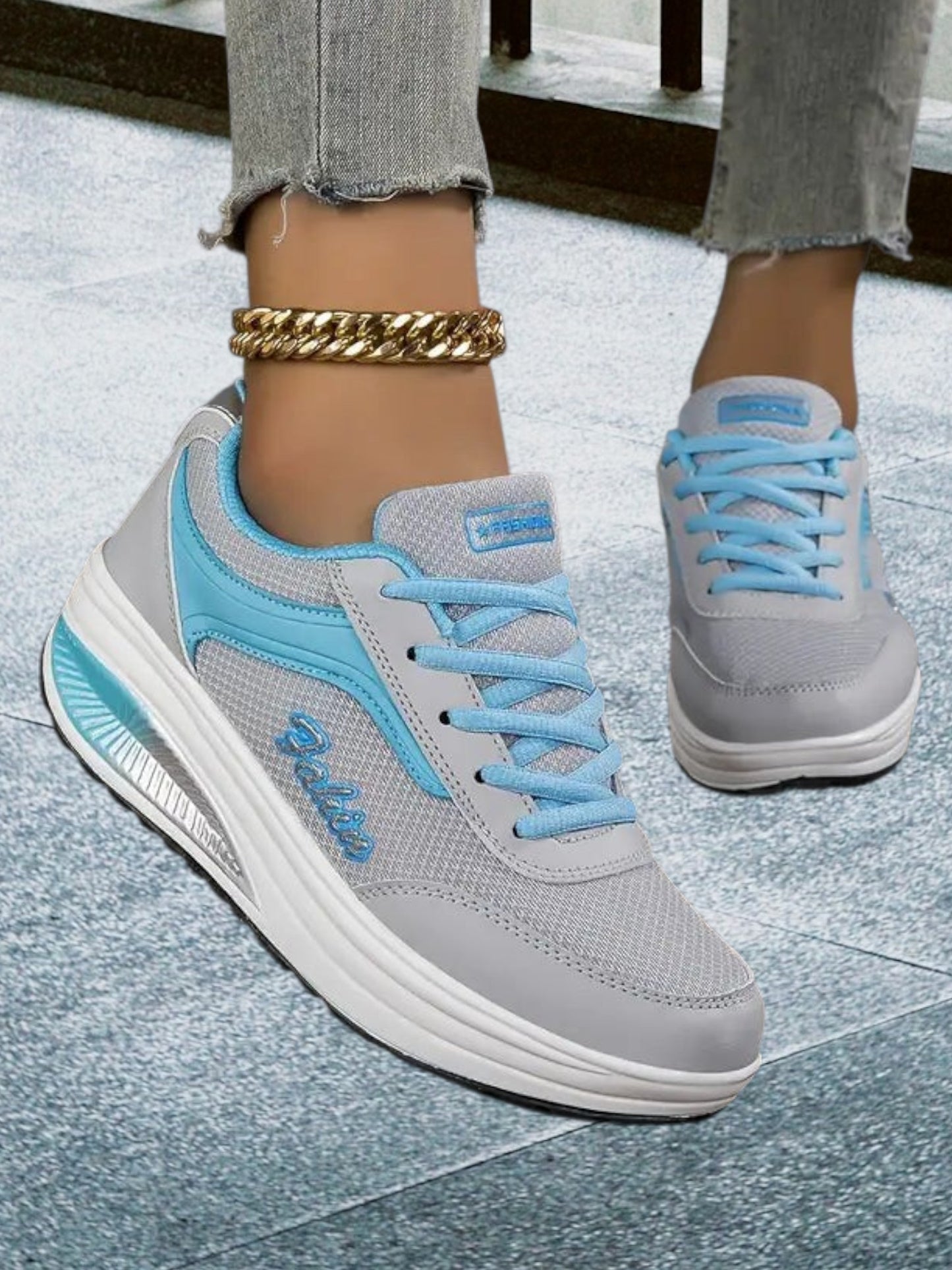 Lightweight Breathable Orthopedic Flex Shoes for Women with Modern | Gray /Blue