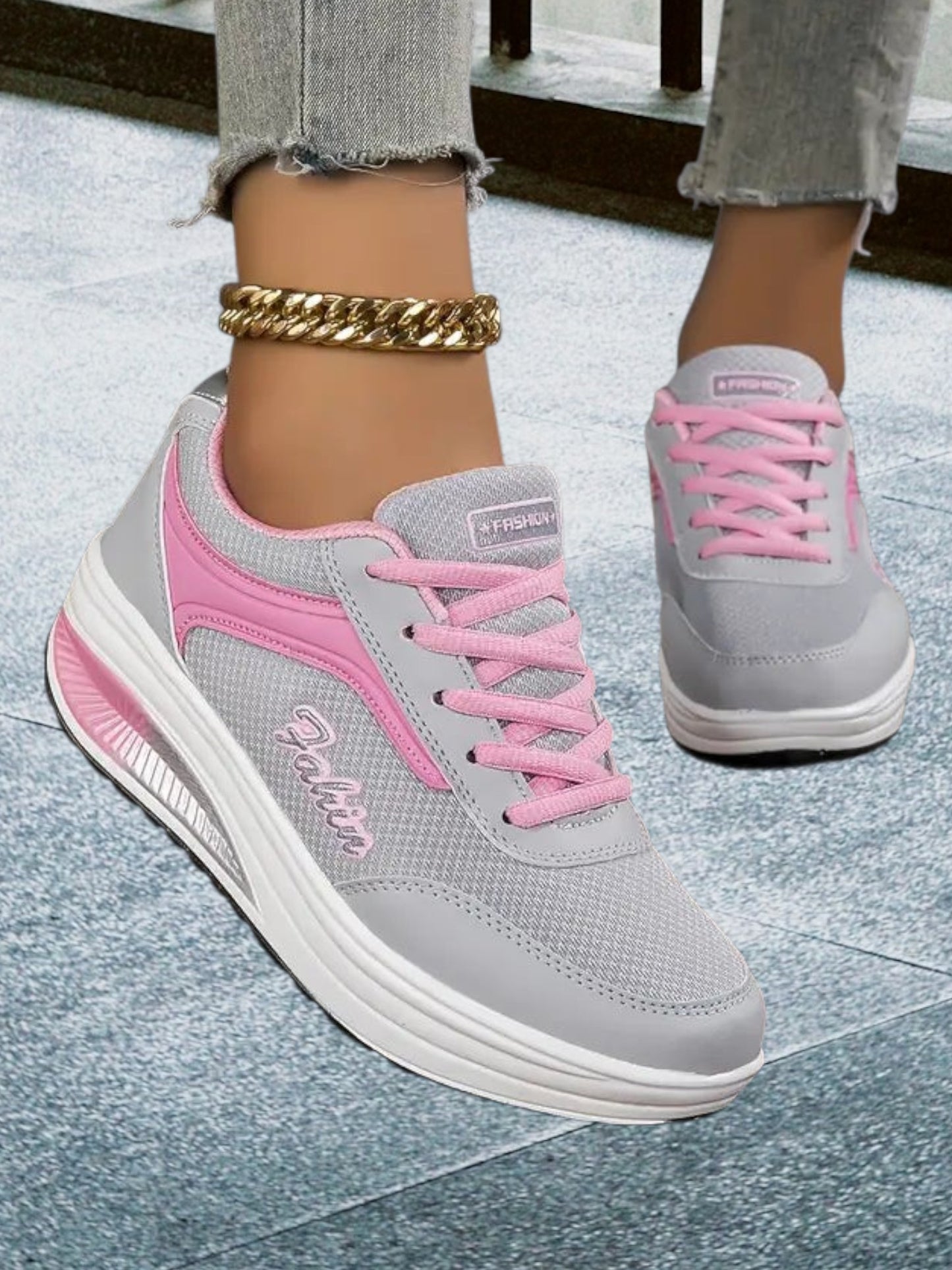 Lightweight Breathable Orthopedic Flex Shoes for Women with Modern | Gray /Pink
