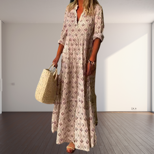 Lightweight Cotton V-Neck Summer Dress for Women | Pink