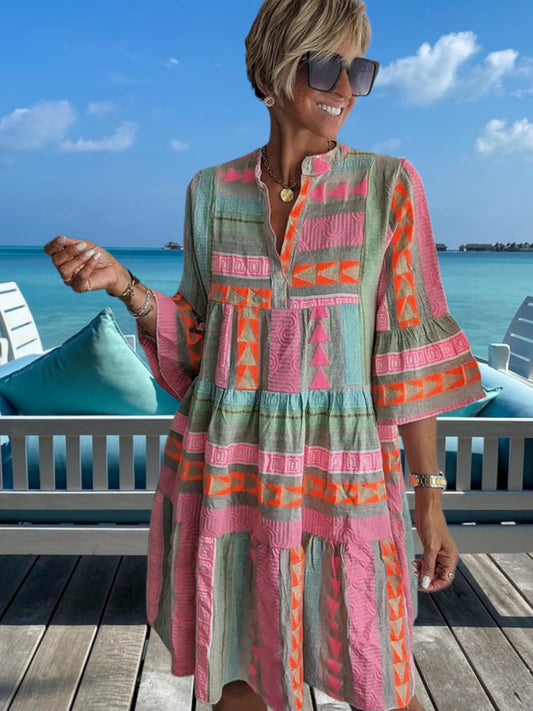 Lissie | Elegant Women's Spring Dress with Flowing Design and Filigree Details | Pink