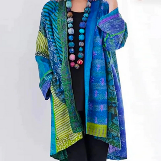 Long Cardigan for Women | Lightweight Cotton Blend | Blue