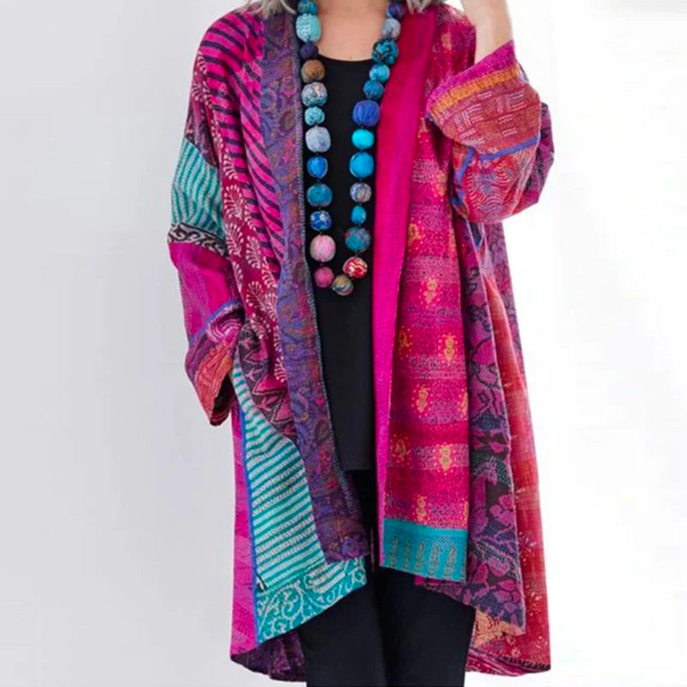 Long Cardigan for Women | Lightweight Cotton Blend | Pink