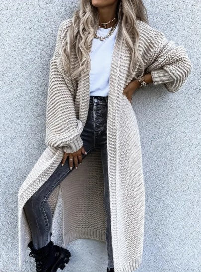 Long Cardigan for Women | Open Design, Ribbed Sleeves | Seasonal Versatility 0