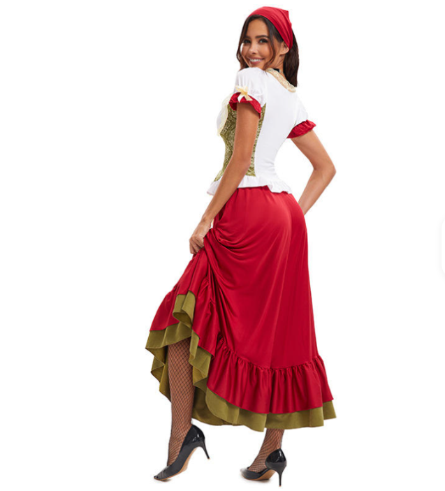 Long Flowing Skirt Dirndl Dress | Oktoberfest | Red2