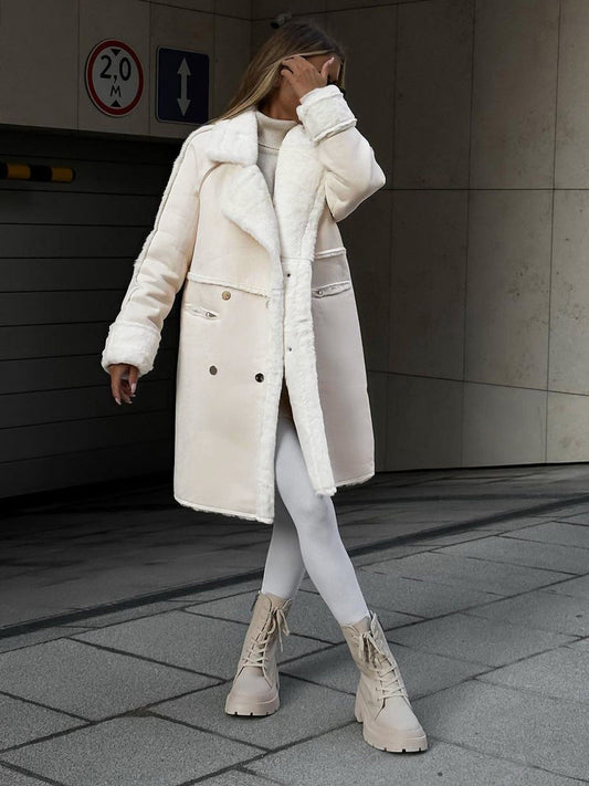 Long Polar Fleece Coat for Women | Winter Essential | Beige