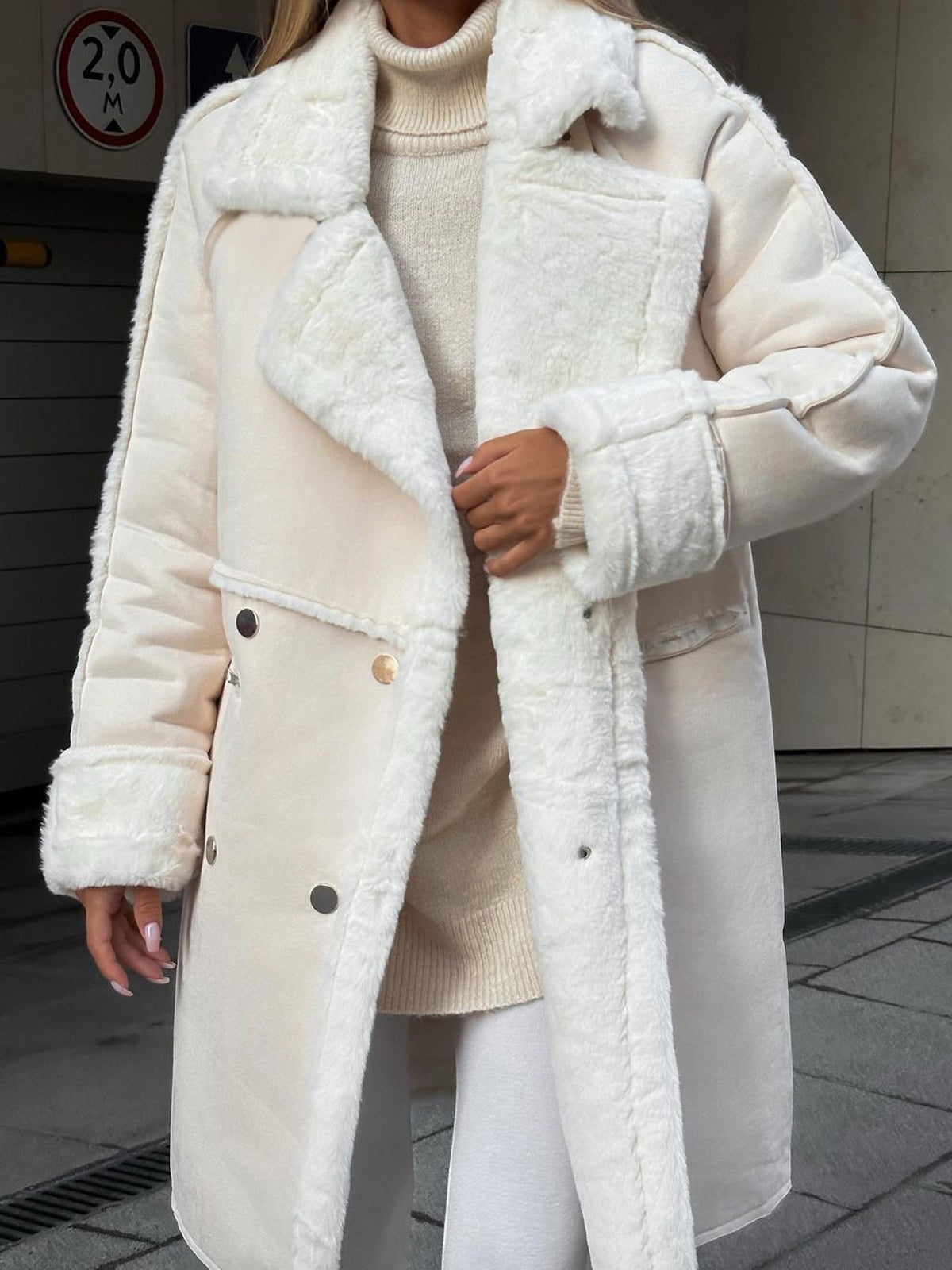 Long Polar Fleece Coat for Women | Winter Essential | Beige1