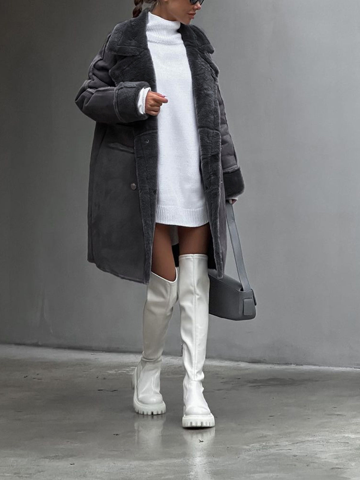 Long Polar Fleece Coat for Women | Winter Essential | Gray2