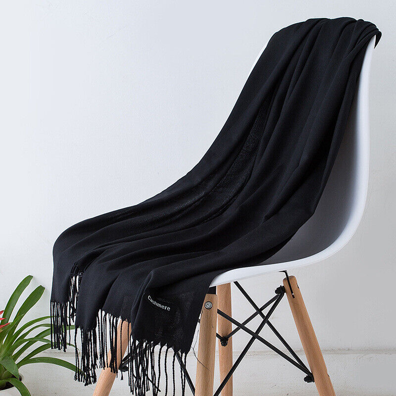 Long Scarf for Women | With Tassels | Black