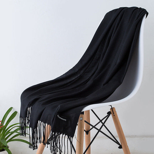 Long Scarf for Women | With Tassels | Black