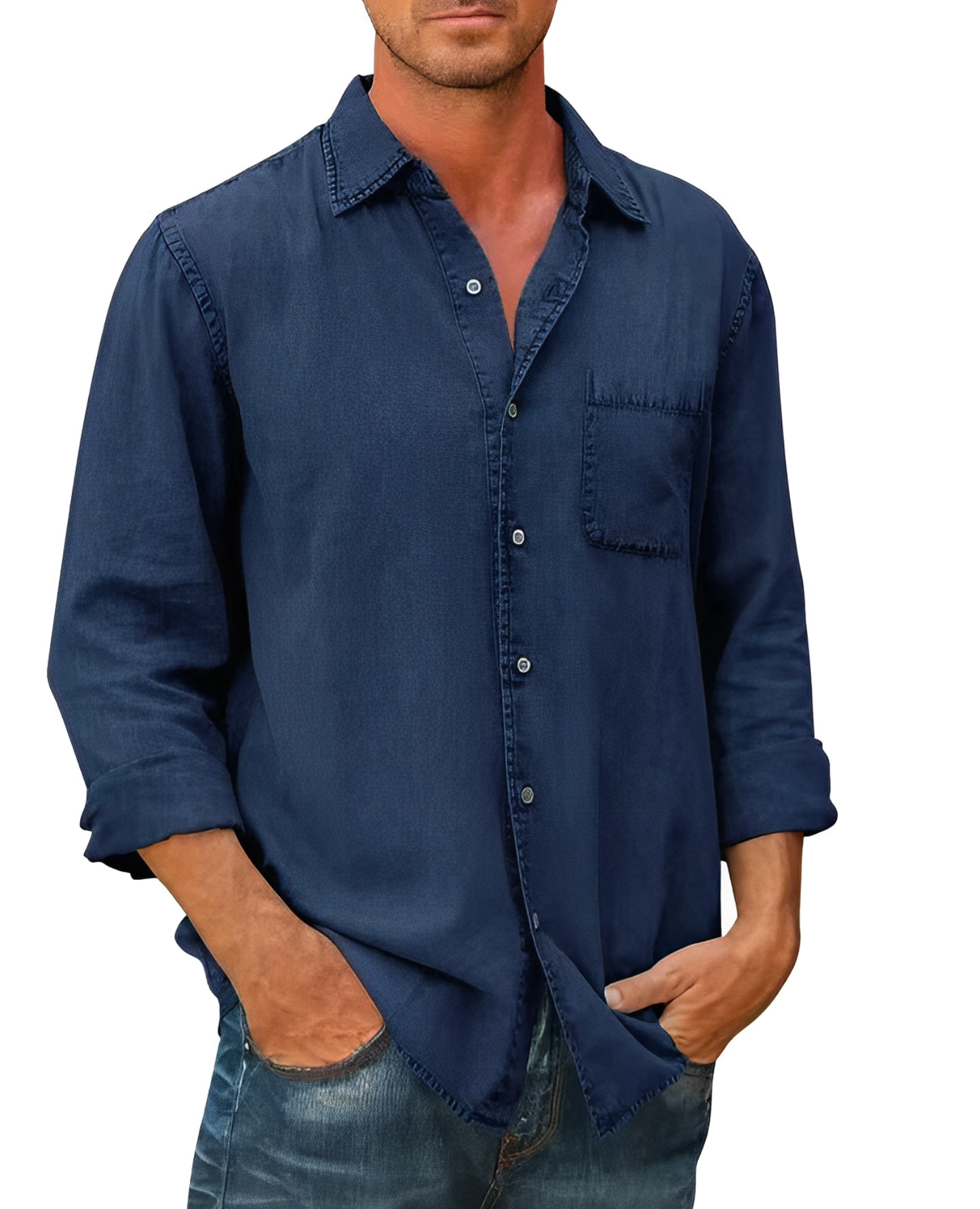 Long Sleeve Polo Shirt for Men | Casual Fit | navy blue