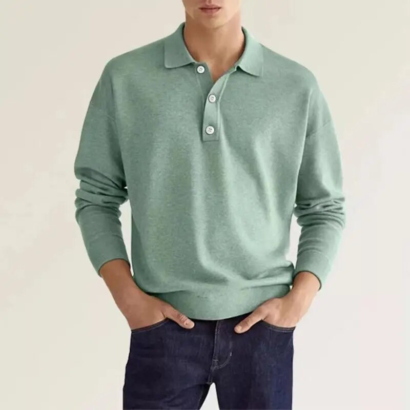 Long Sleeve Polo Shirt for Men | Modern Fit | Green