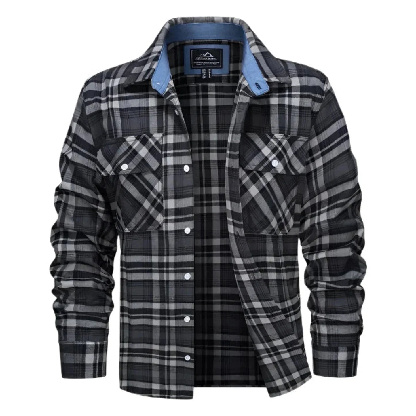Long Sleeve Polo Shirt for Men | Plaid Pattern | dark gray