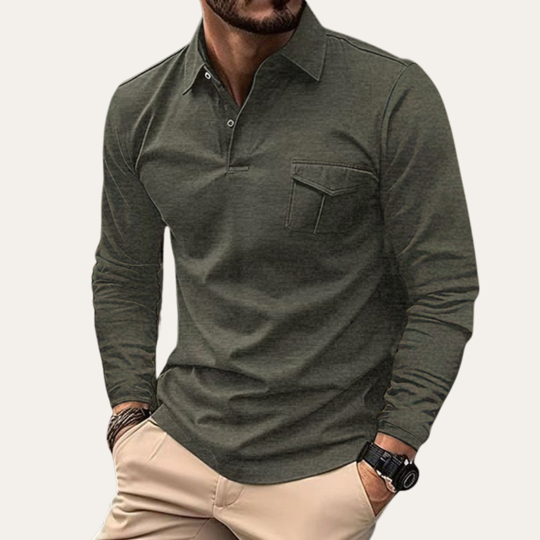 Long Sleeve Polo Shirt for Men | Timeless Design | Gray