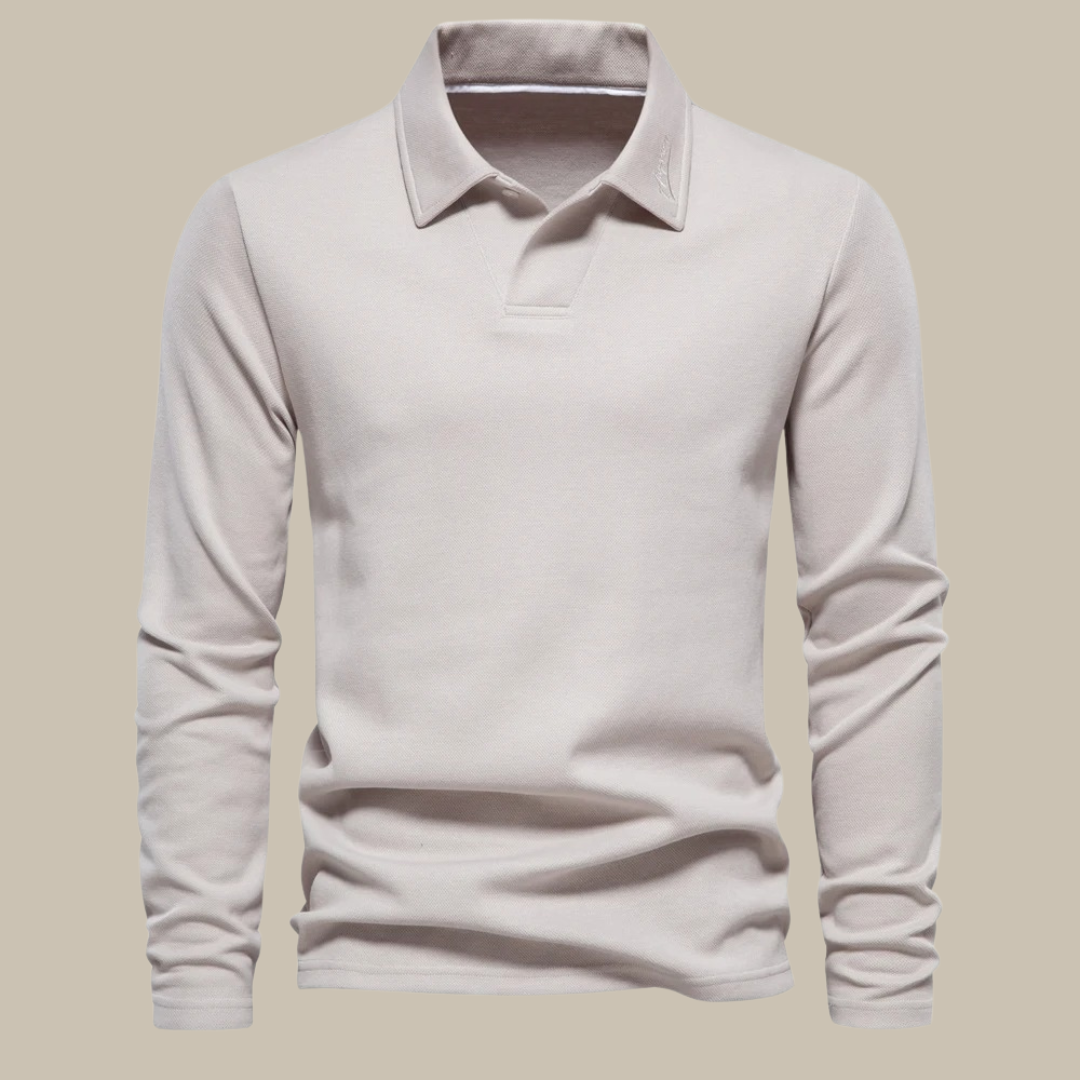 Long Sleeve Polo Shirts for Men | Comfortable Fit | Beige