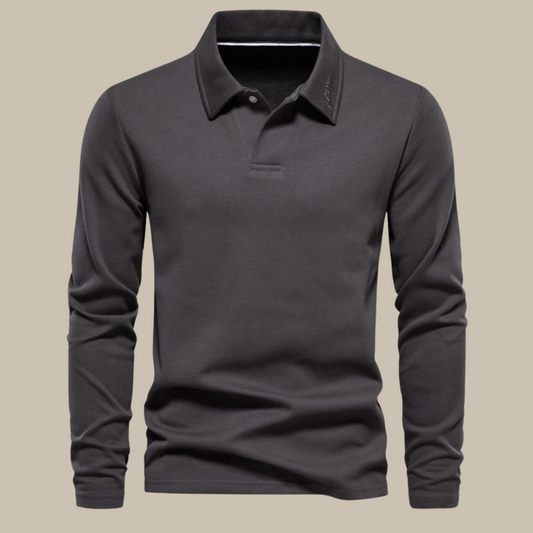 Long Sleeve Polo Shirts for Men | Comfortable Fit | Dark Gray