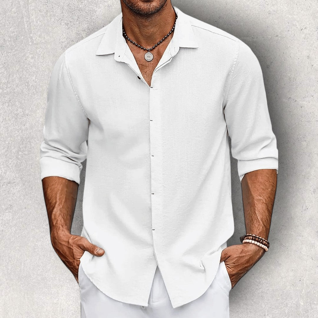 Long Sleeve Shirt for Men | Breathable Cotton | White