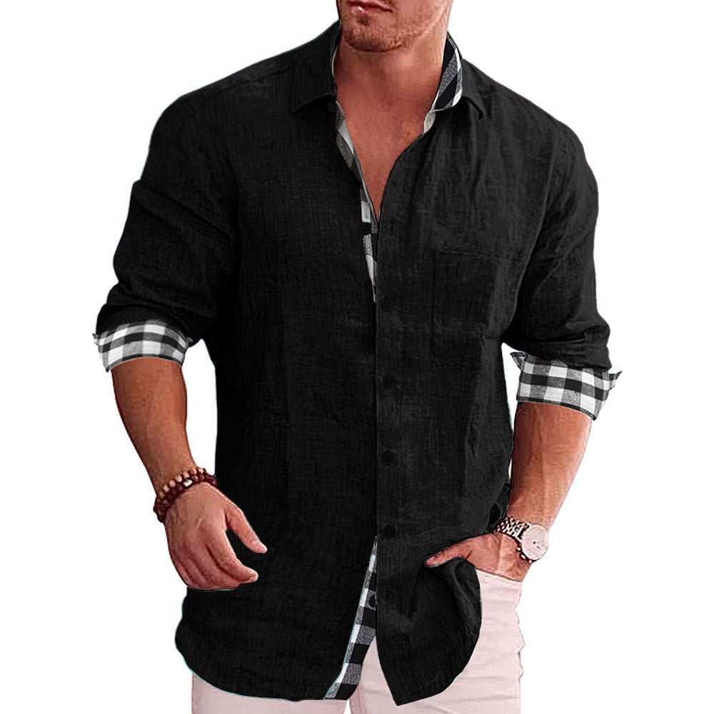 Long Sleeve Shirt for Men | Checked Design | Black