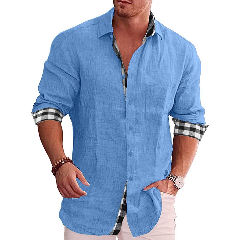 Long Sleeve Shirt for Men | Checked Design | Blue