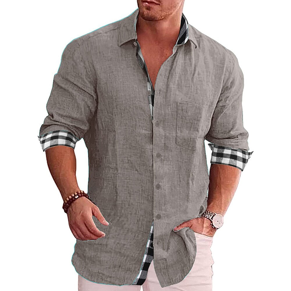 Long Sleeve Shirt for Men | Checked Design | Gray